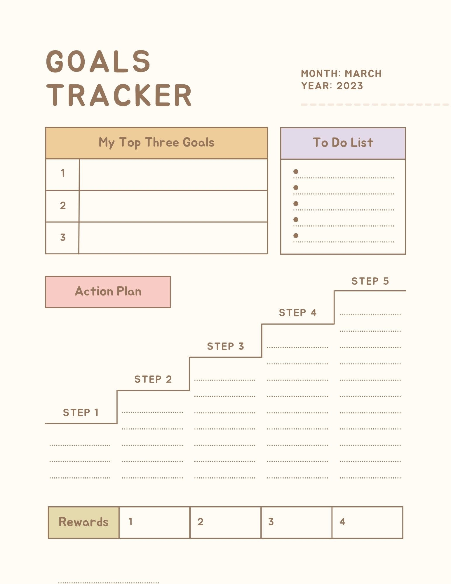 free goal setting worksheet printable