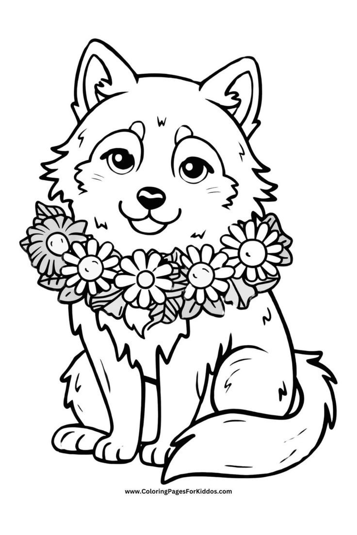 wolf colouring in pages