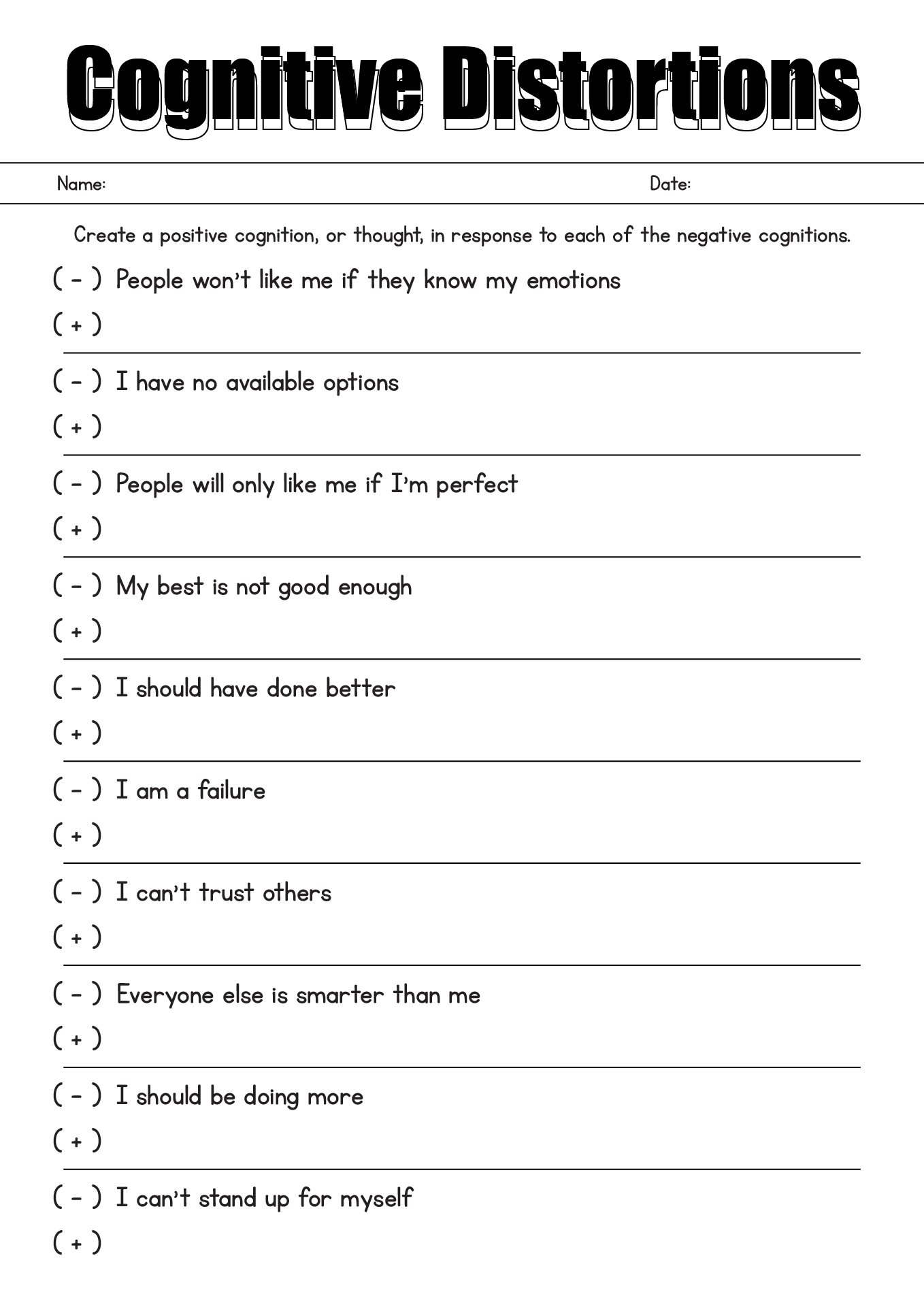 12 Cognitive Distortions Worksheets For Therapy Free PDF At Worksheeto