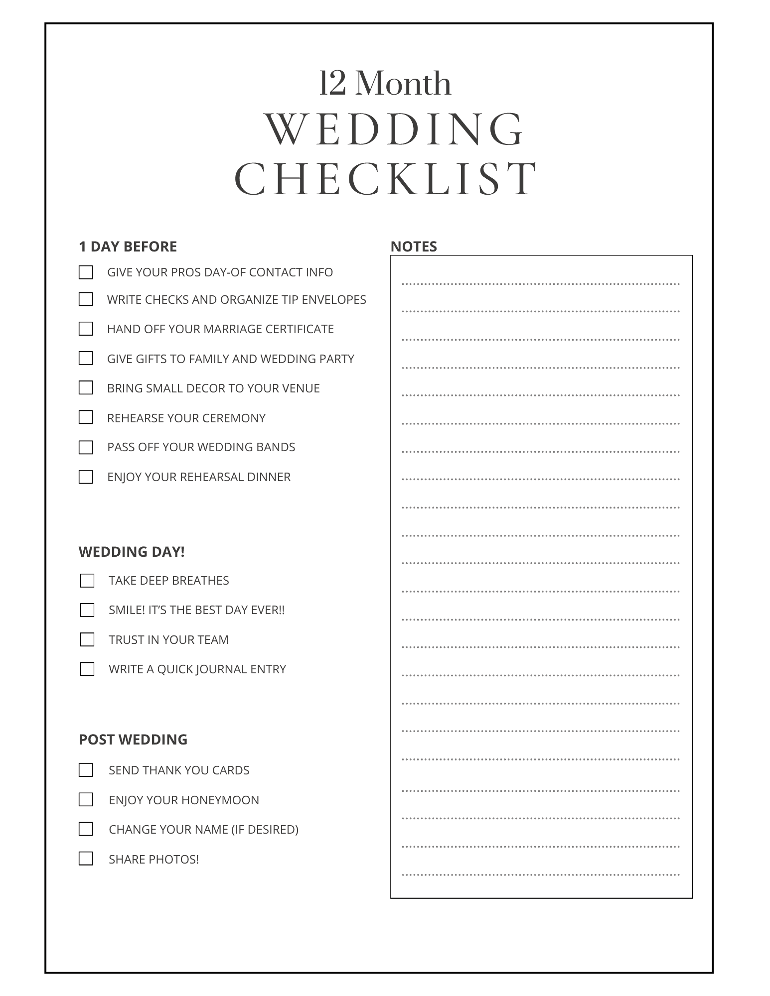 12 Month Wedding Planning Checklist Free Printable Party Ideas For Real People 12 Month Wedding Planning Checklist Free Printable Party Ideas For Real People