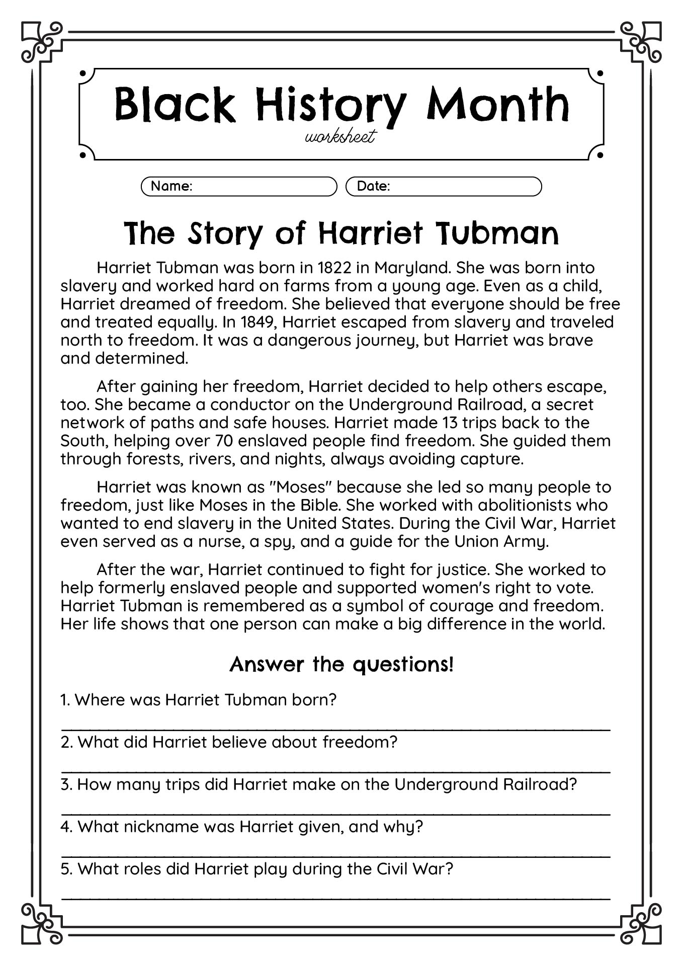 13 Free Black History Month Worksheets Elementary Free PDF At Worksheeto 13 Free Black History Month Worksheets Elementary Free PDF At Worksheeto