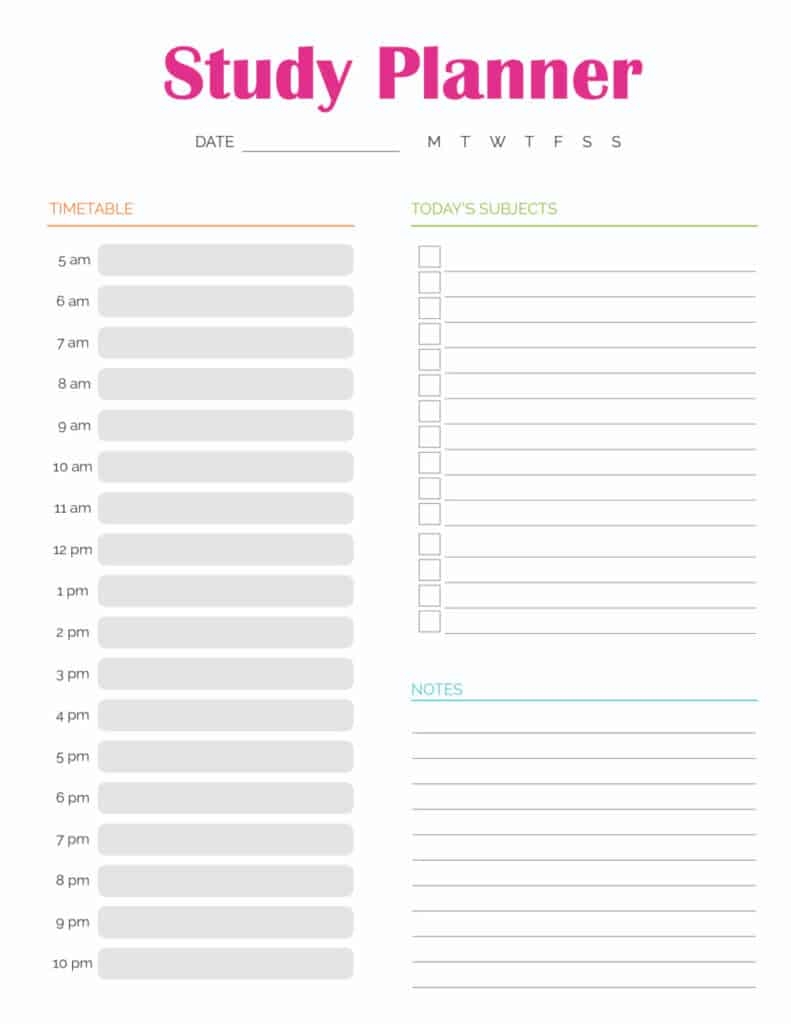 student planner printable pdf