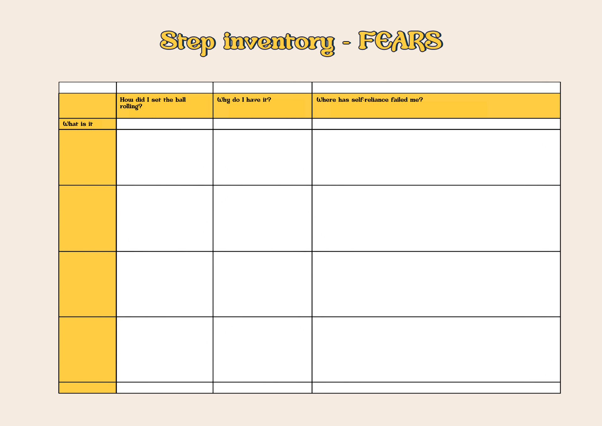 free printable aa 12 step worksheets