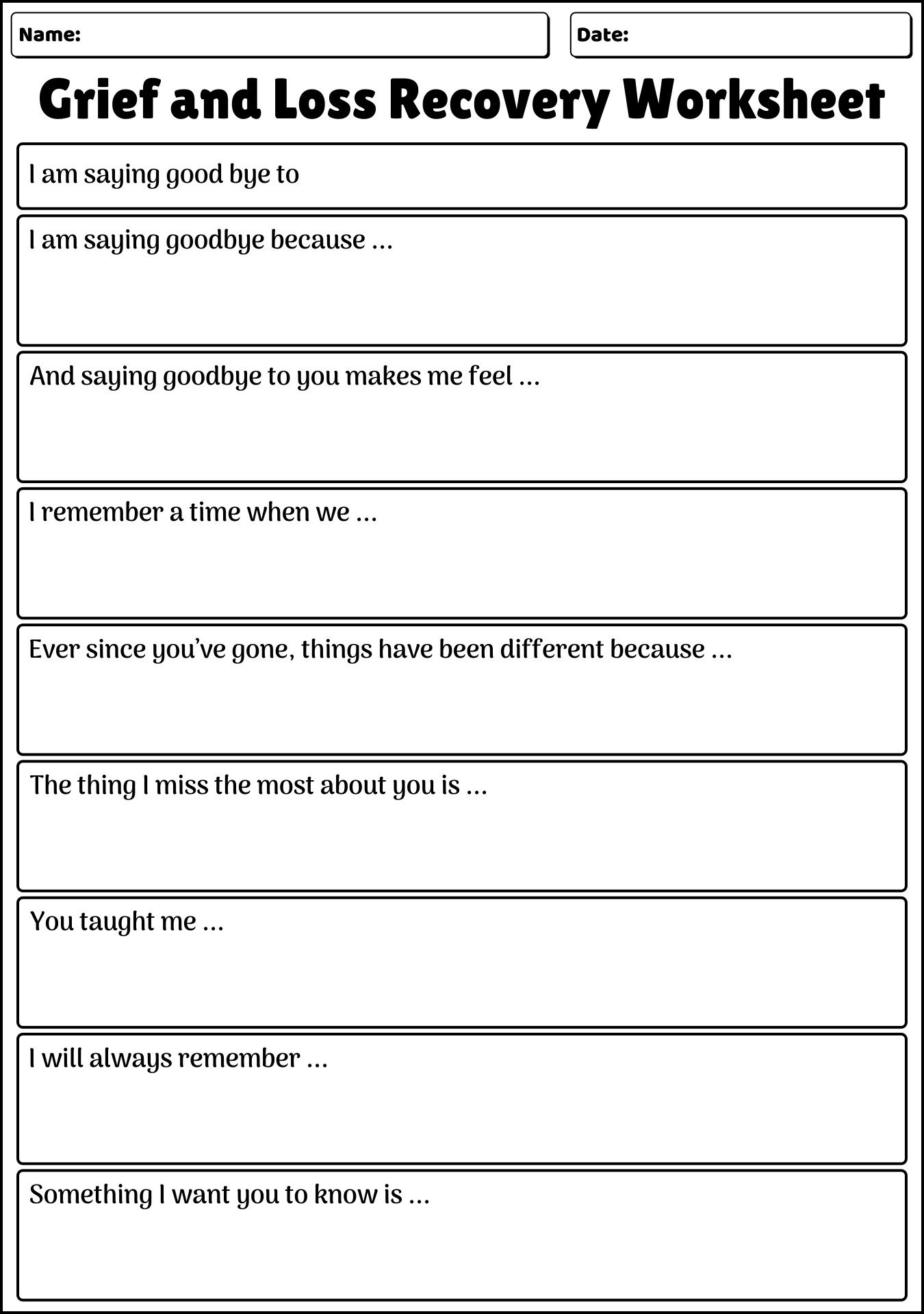 18 Grief And Loss Worksheets Free PDF At Worksheeto