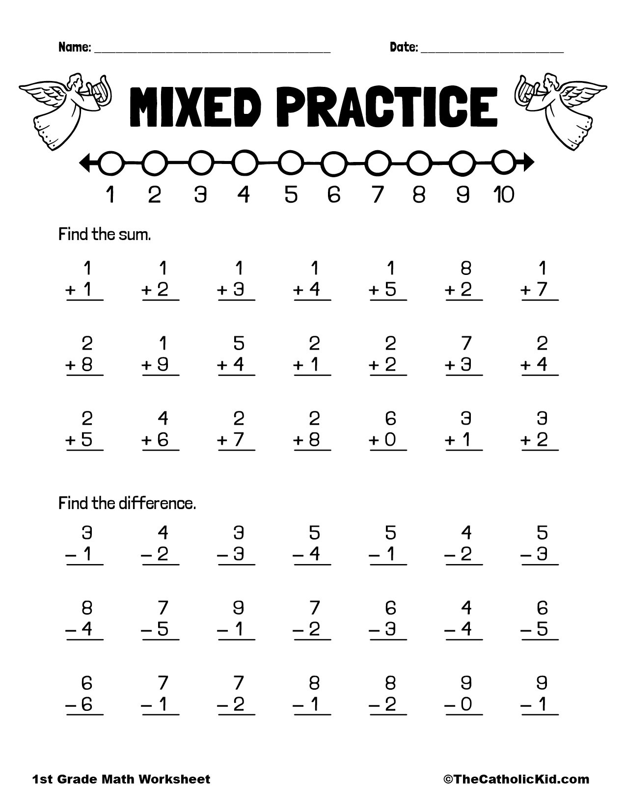 1st Grade Addition Catholic Worksheets TheCatholicKid