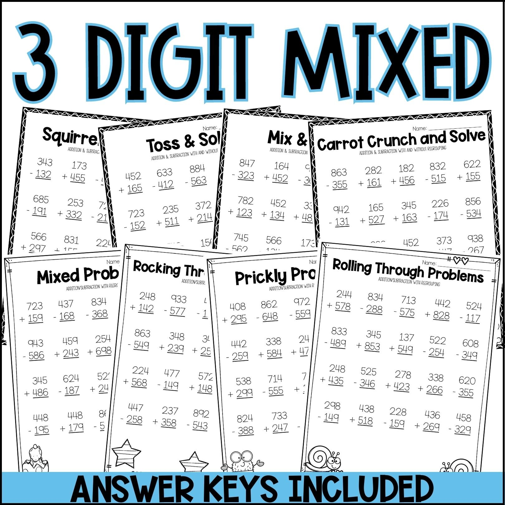 2 And 3 Digit Addition And Subtraction Worksheets BUNDLE The Mountain Teacher 2 And 3 Digit Addition And Subtraction Worksheets BUNDLE The Mountain Teacher