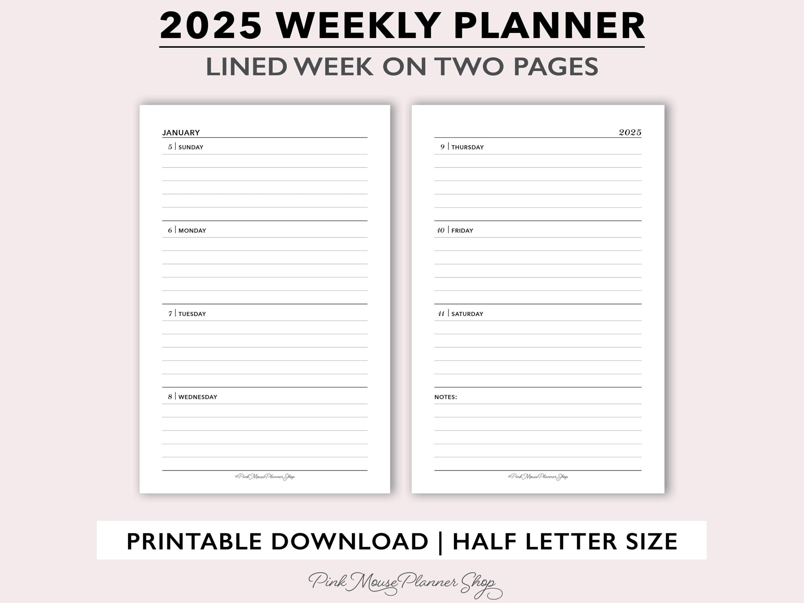 2025 Lined Weekly Planner Printable 2025 Weekly Planner Template Weekly Calendar For Ring Binders Half Size Week On 2 Page Ruled Agenda Etsy 2025 Lined Weekly Planner Printable 2025 Weekly Planner Template Weekly Calendar For Ring Binders Half Size Week On 2 Page Ruled Agenda Etsy