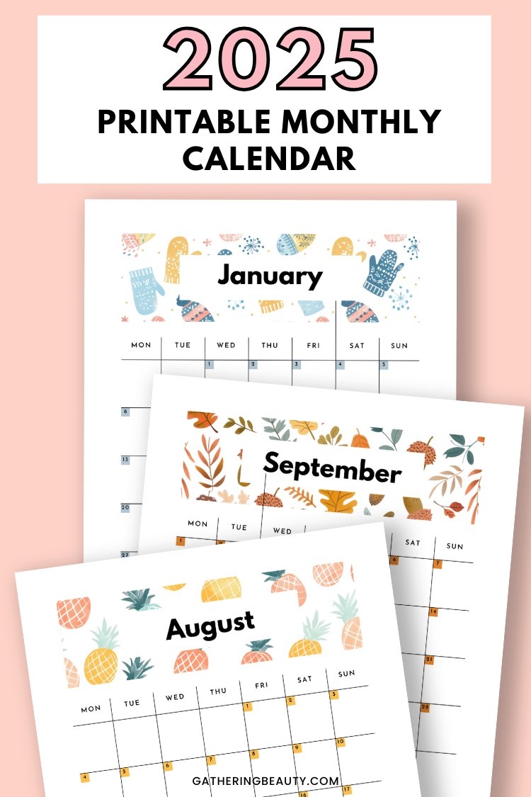 printable monthly planner 2025