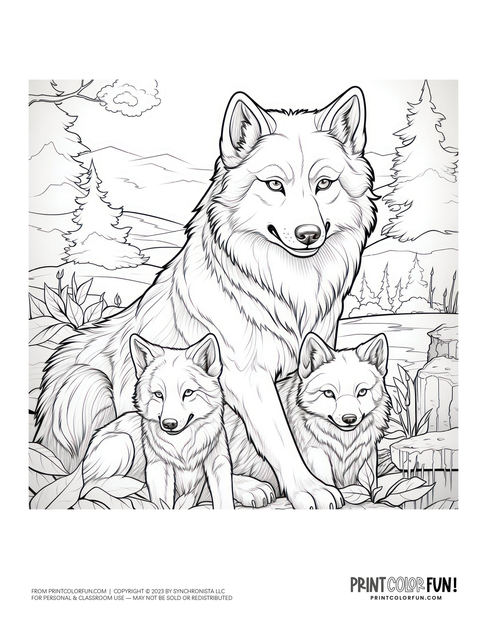 coloring pages of wolves