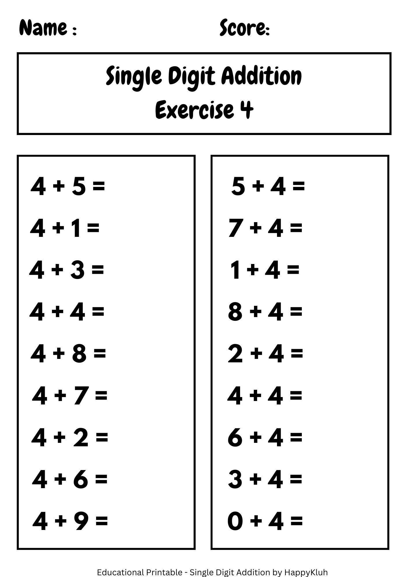 addition worksheets printable