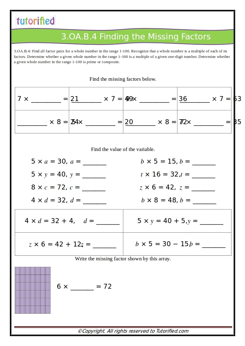 3rd Grade Common Core Math Worksheets