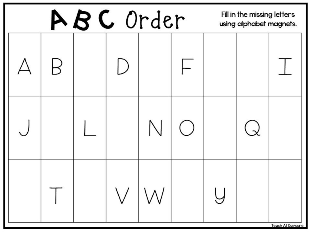 4 Printable ABC Order Work Mats worksheets Preschool kindergarten Phonics And Literacy Etsy