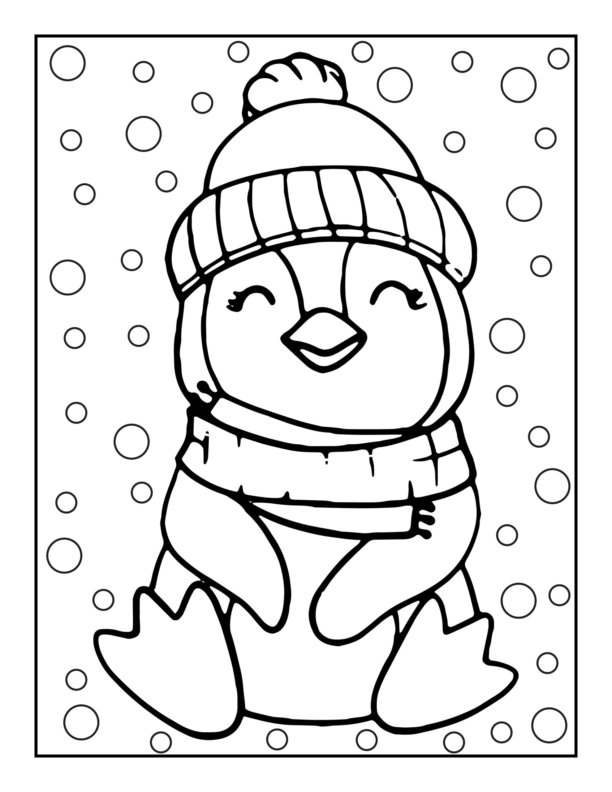 penguin colouring in pages