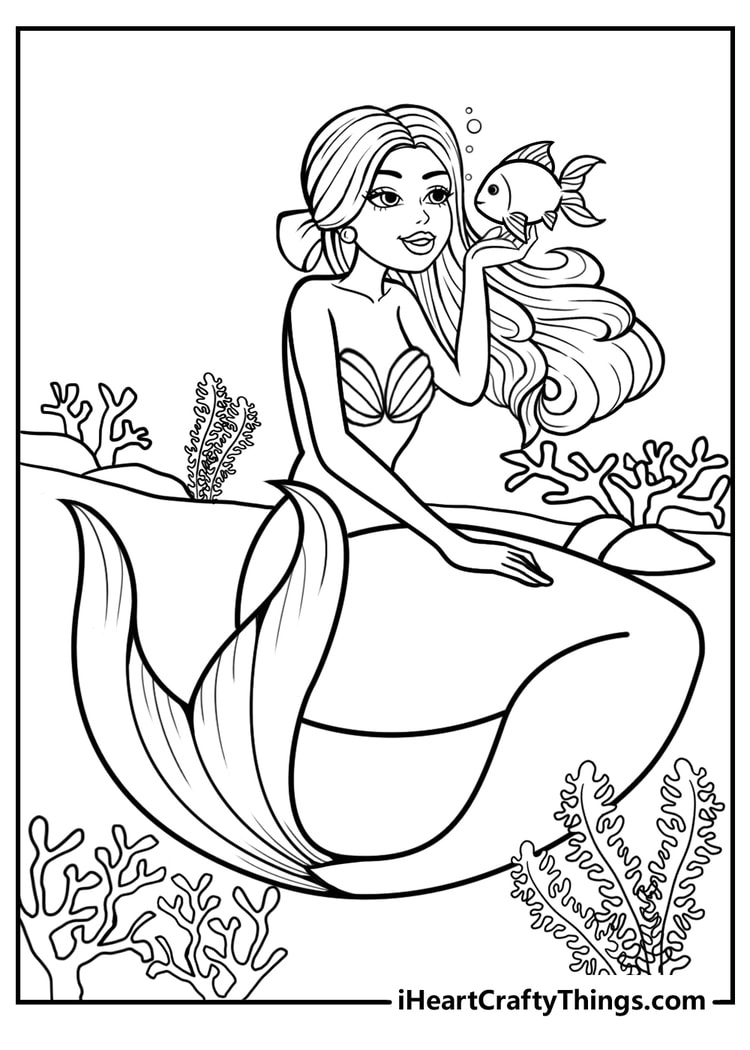 colouring picture of mermaid