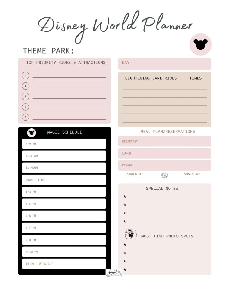 7 Day Disney World Itinerary With Free Disney Planning Printables 7 Day Disney World Itinerary With Free Disney Planning Printables