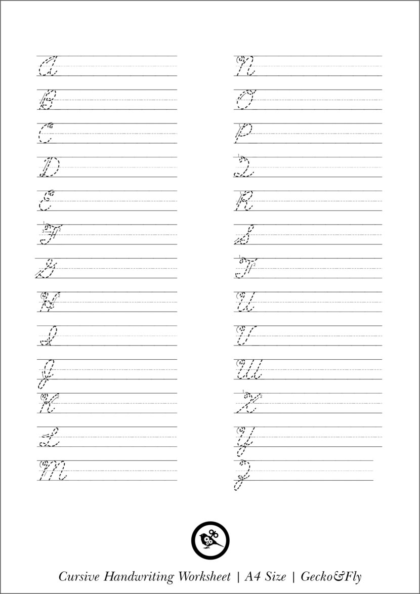 free cursive printable worksheets