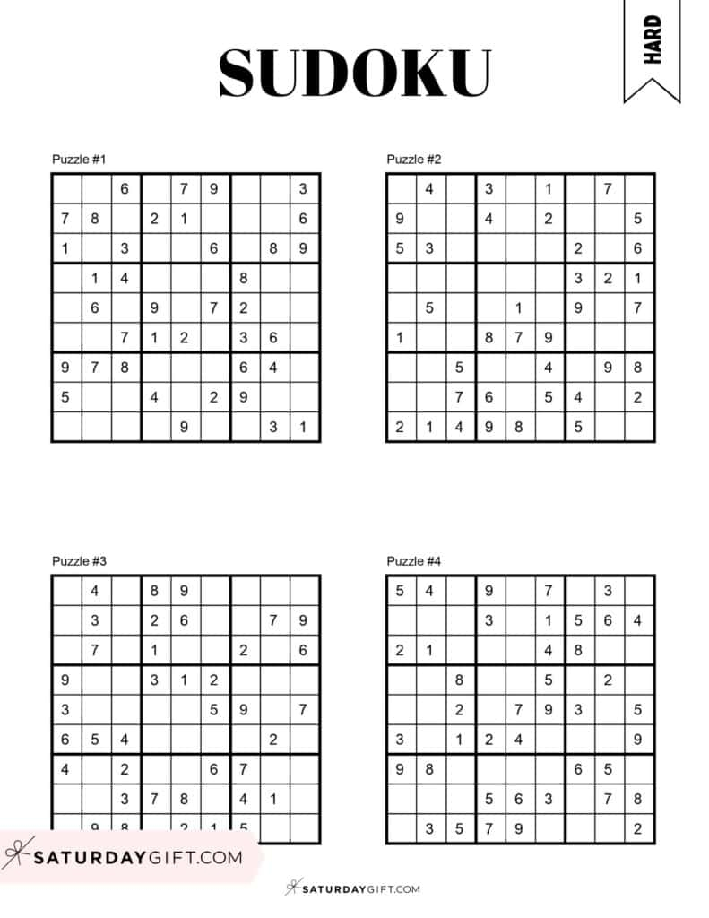 72 Free Printable Sudoku Puzzles SaturdayGift