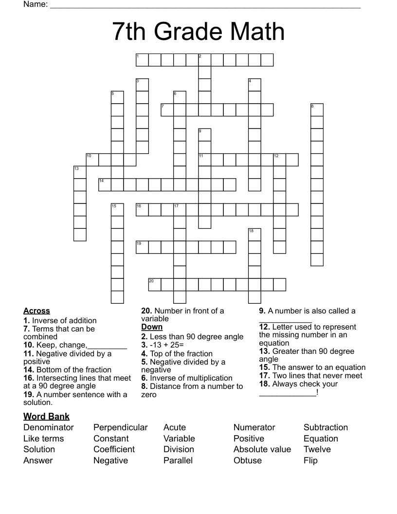 math crossword puzzles printable free math crossword puzzles printable free