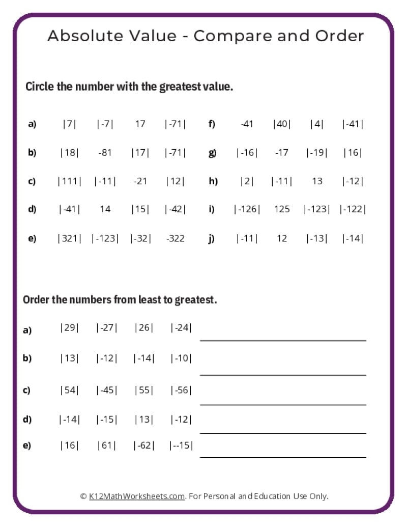 free printable 7th grade math worksheets