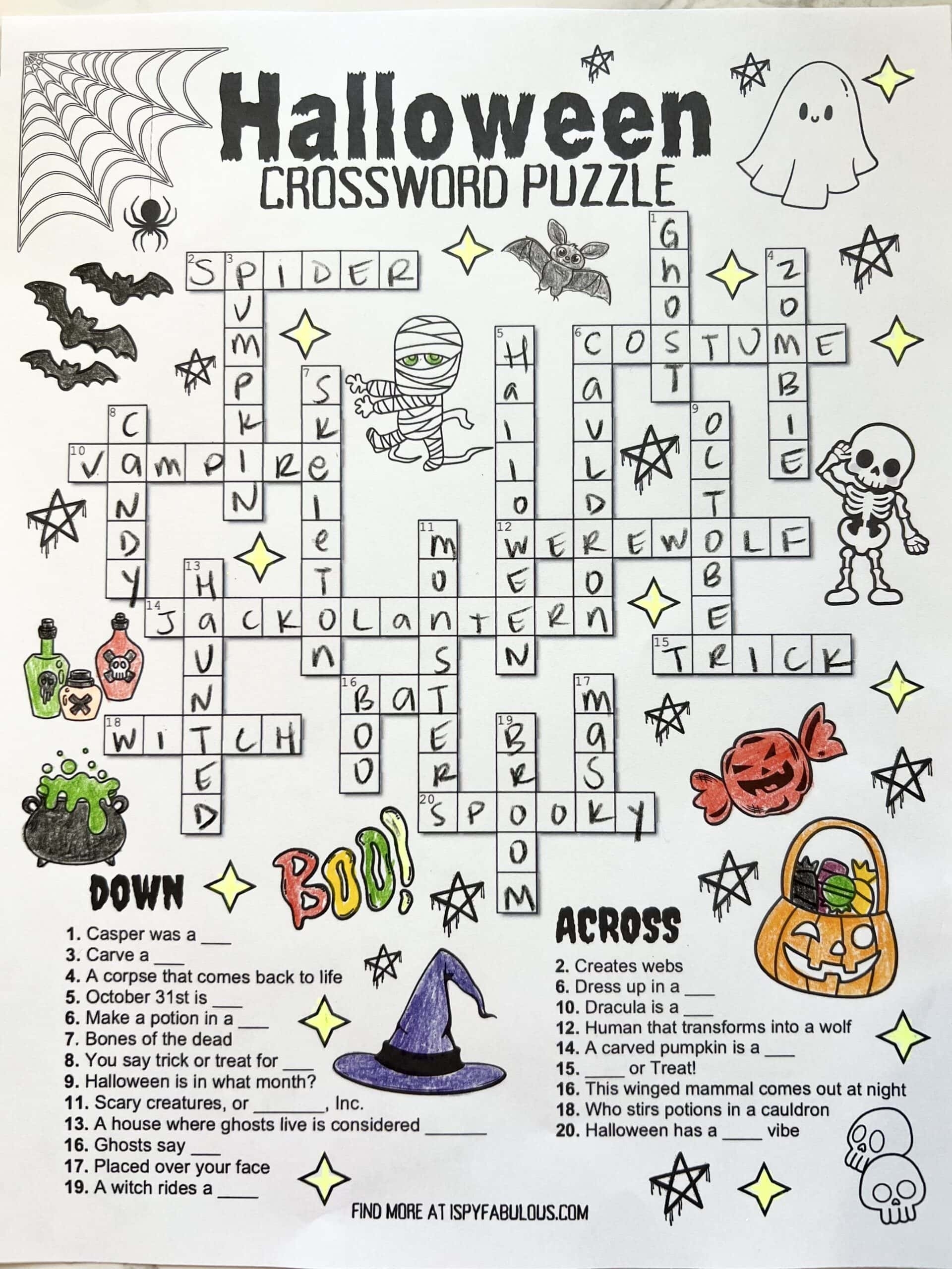halloween crossword puzzles printable halloween crossword puzzles printable