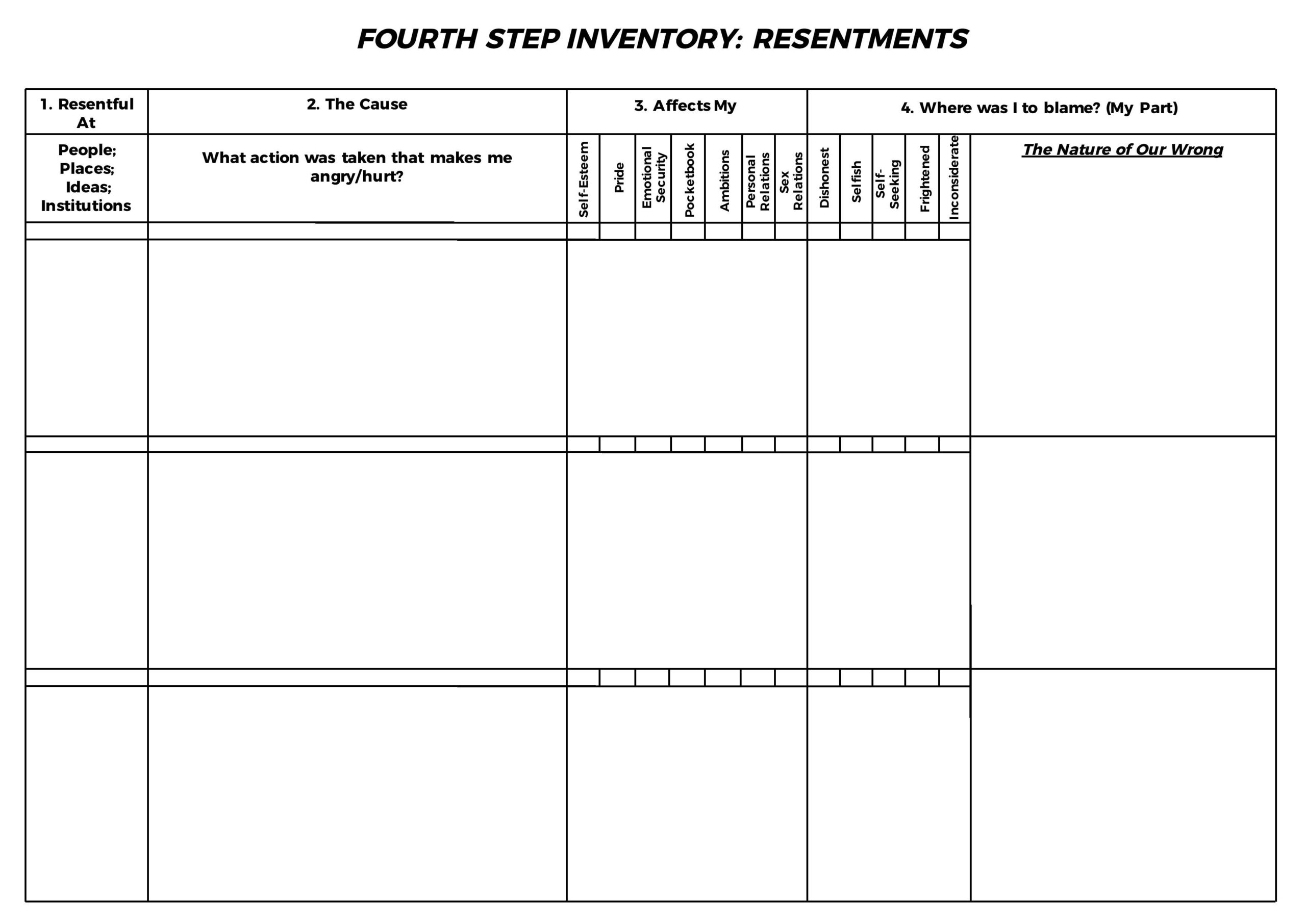 printable aa step worksheets