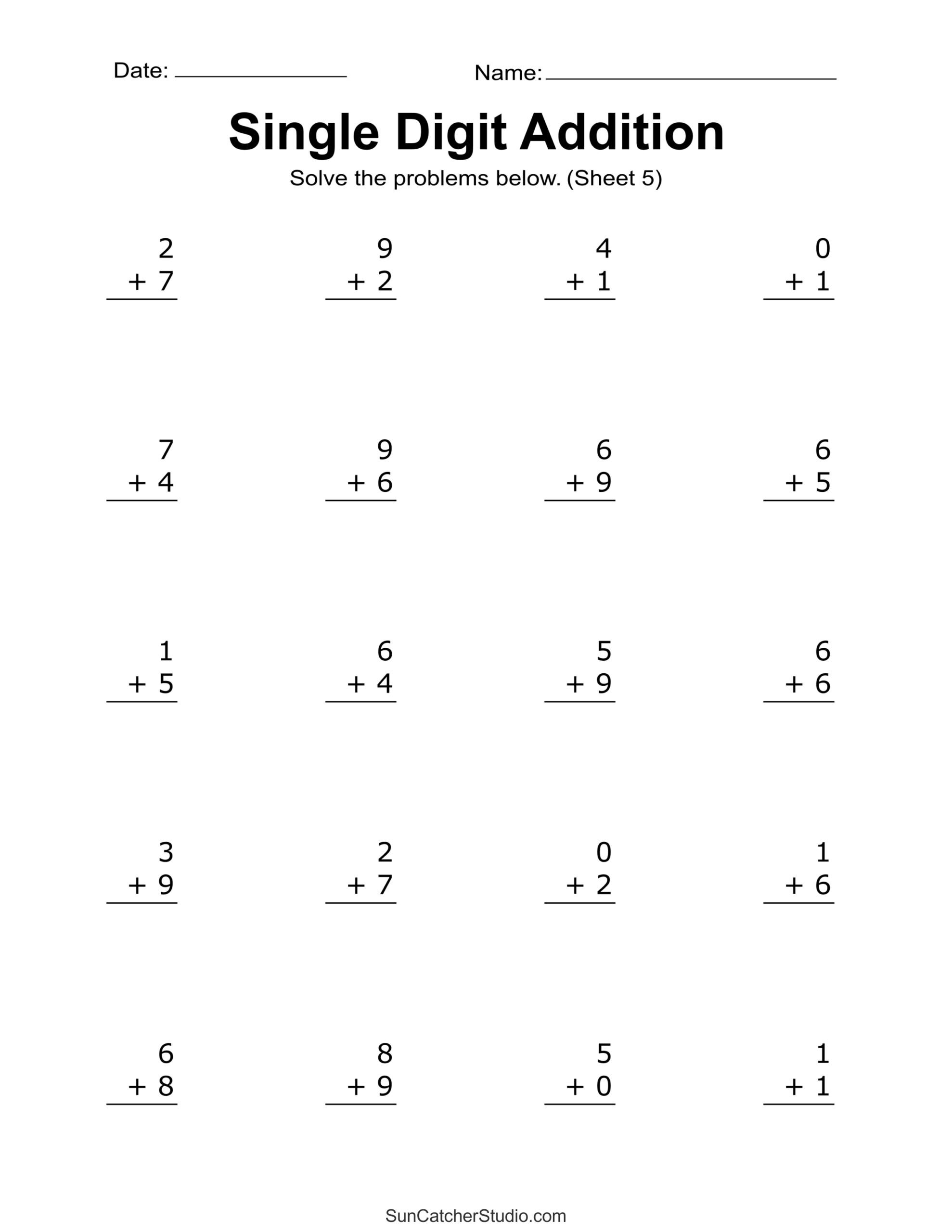 mathematics printable worksheets for kindergarten