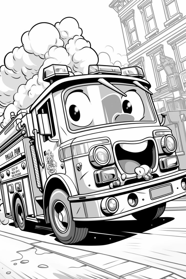 Adorable Fire Truck FREE Coloring Page For Kids