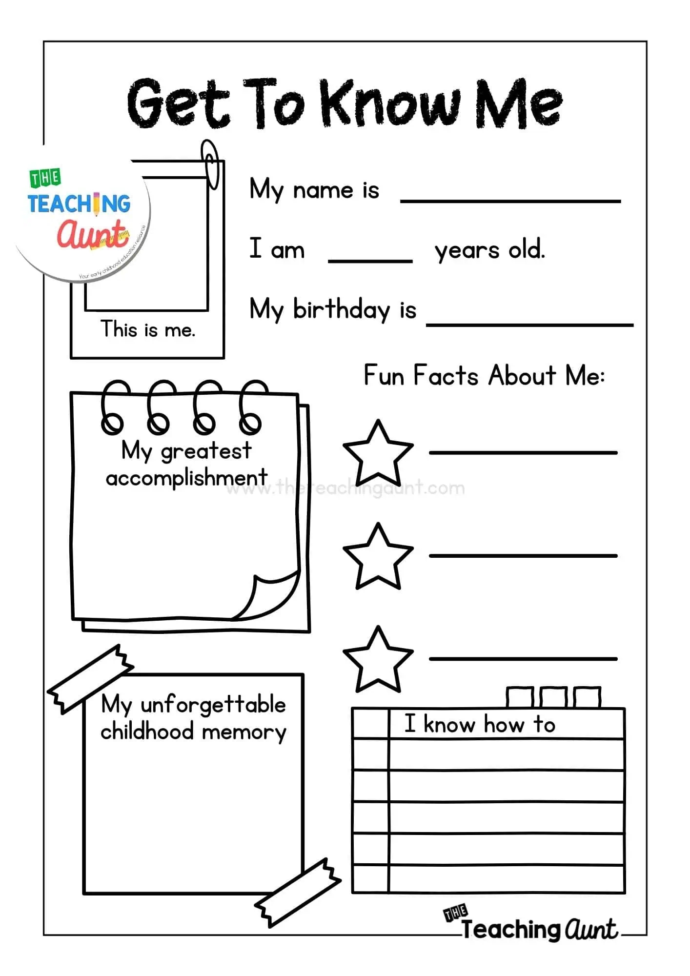free printable all about me worksheet preschool