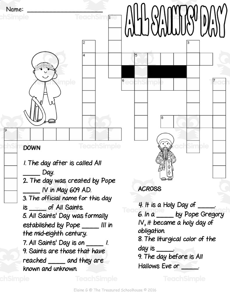 All Saints Day Activity Pack 1 By Teach Simple