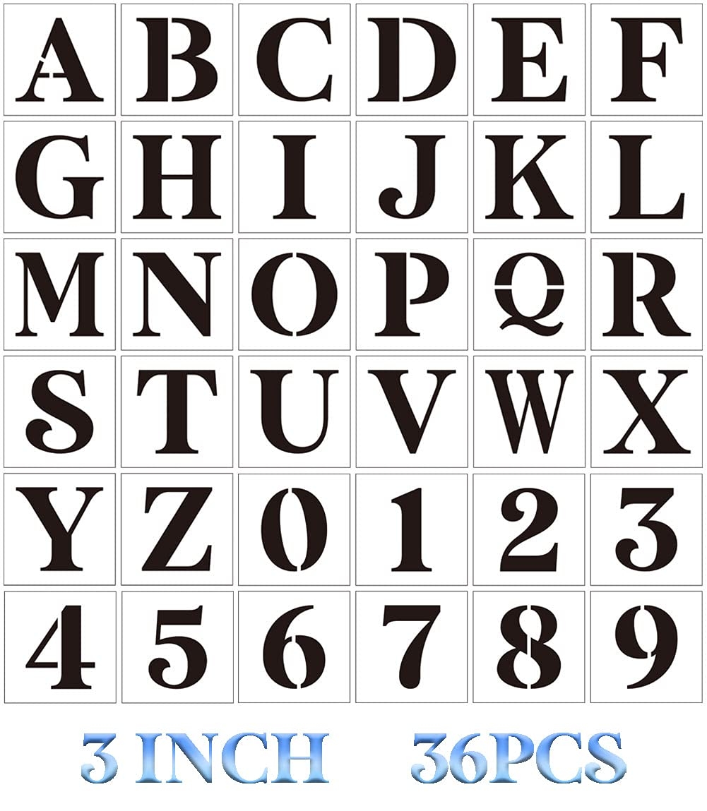 Amazon 3 Inch Letter Stencils For Painting On Wood 36pcs Stencils Letter Alphabet Number Stencil Templates For Wood Wall Door Porch Arts Crafts Sewing