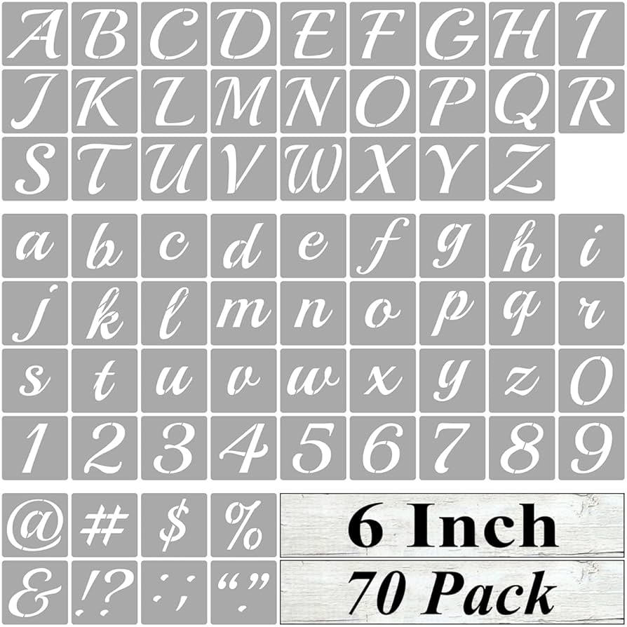Amazon 6 Inch Alphabet Letter Stencils For Painting 70 Pack Letter And Number Stencil Templates With Signs For Painting On Wood Reusable Cursive Letters Stencils For Chalkboard Wood Signs Wall