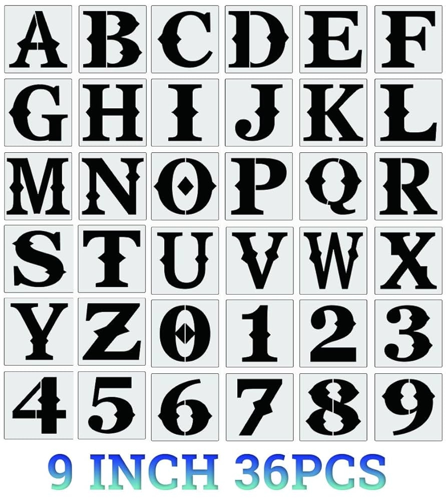 Amazon 9 Inch Large Letter Stencils Alphabet Stencils Reusable Stencil Letters Numbers Templates For Painting On Wood Walls Porch Fabric Art Crafts Tools Home Improvement