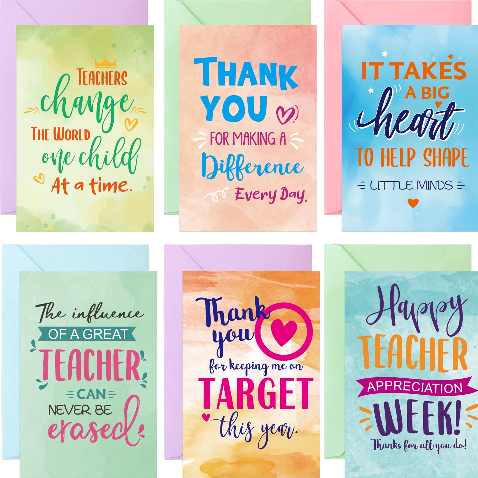 Amazon Ceiba Tree 24 Pack Thank You Cards For Teachers Watercolor Teacher Appreciation Greeting Card Bulk With Envelopes For A Year End And Teachers Week Graduation Office Products