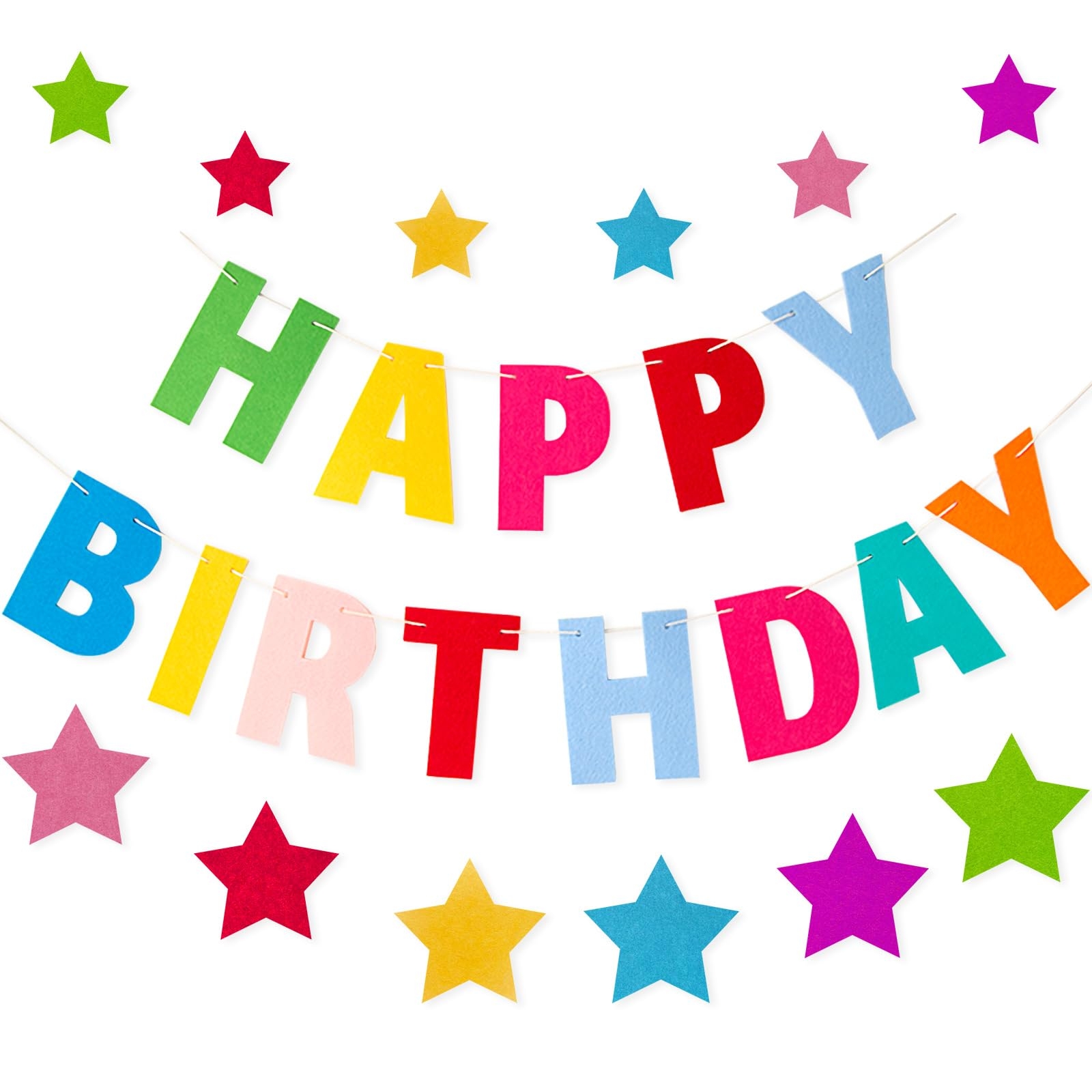 Amazon Colorful Happy Birthday Banner With Rainbow Stars 7 9 Inch Thickened Felt Letters For Birthday Backdrop Decorations Toys Games