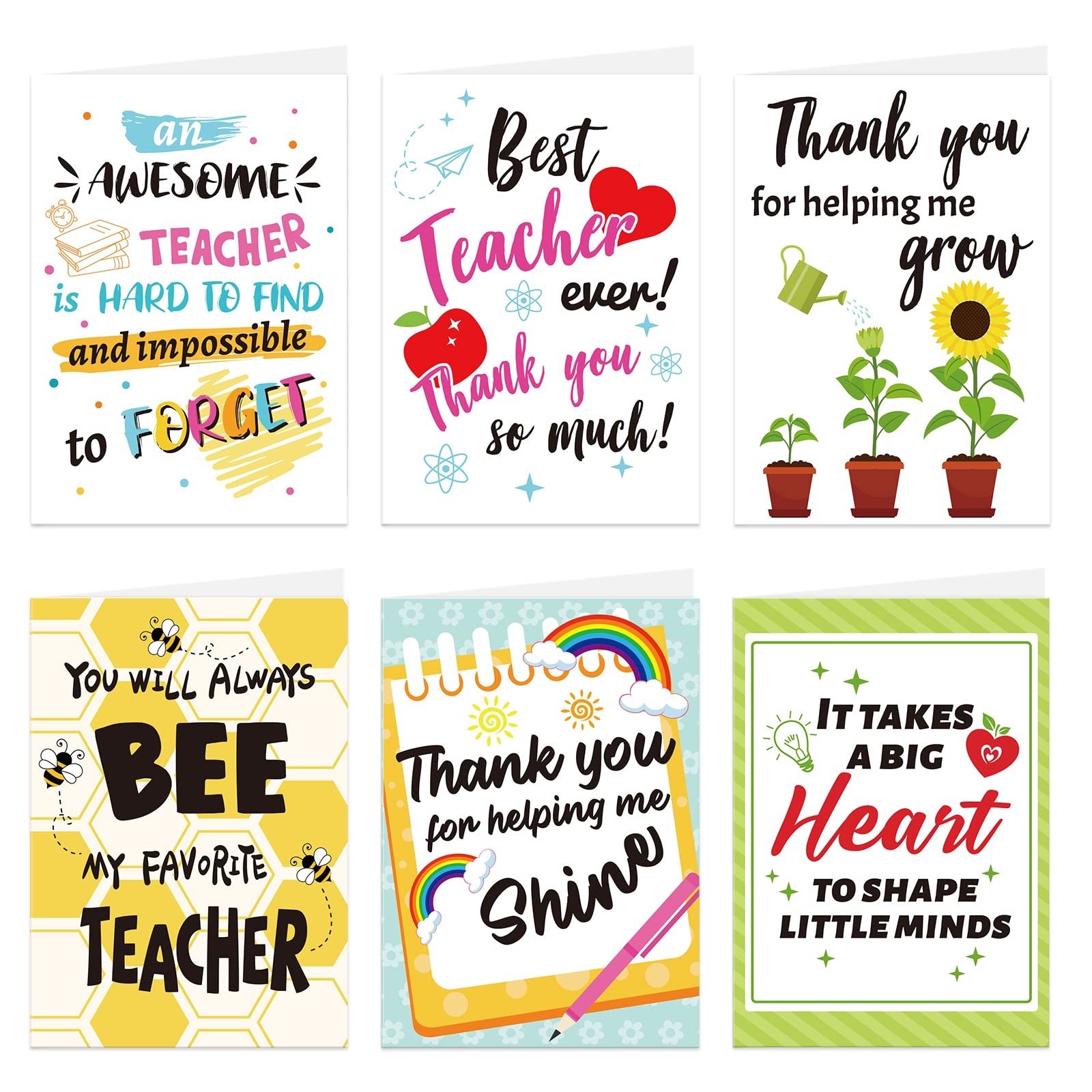 Amazon HOWAF Teacher Appreciation Greeting Cards With Envelopes Thank You Teachers Party Supplies Cards For Teachers Day Gift Giving Teacher Appreciation Week Gift Cards For Teachers Day 10 2 7 3 6 Pack Office Products