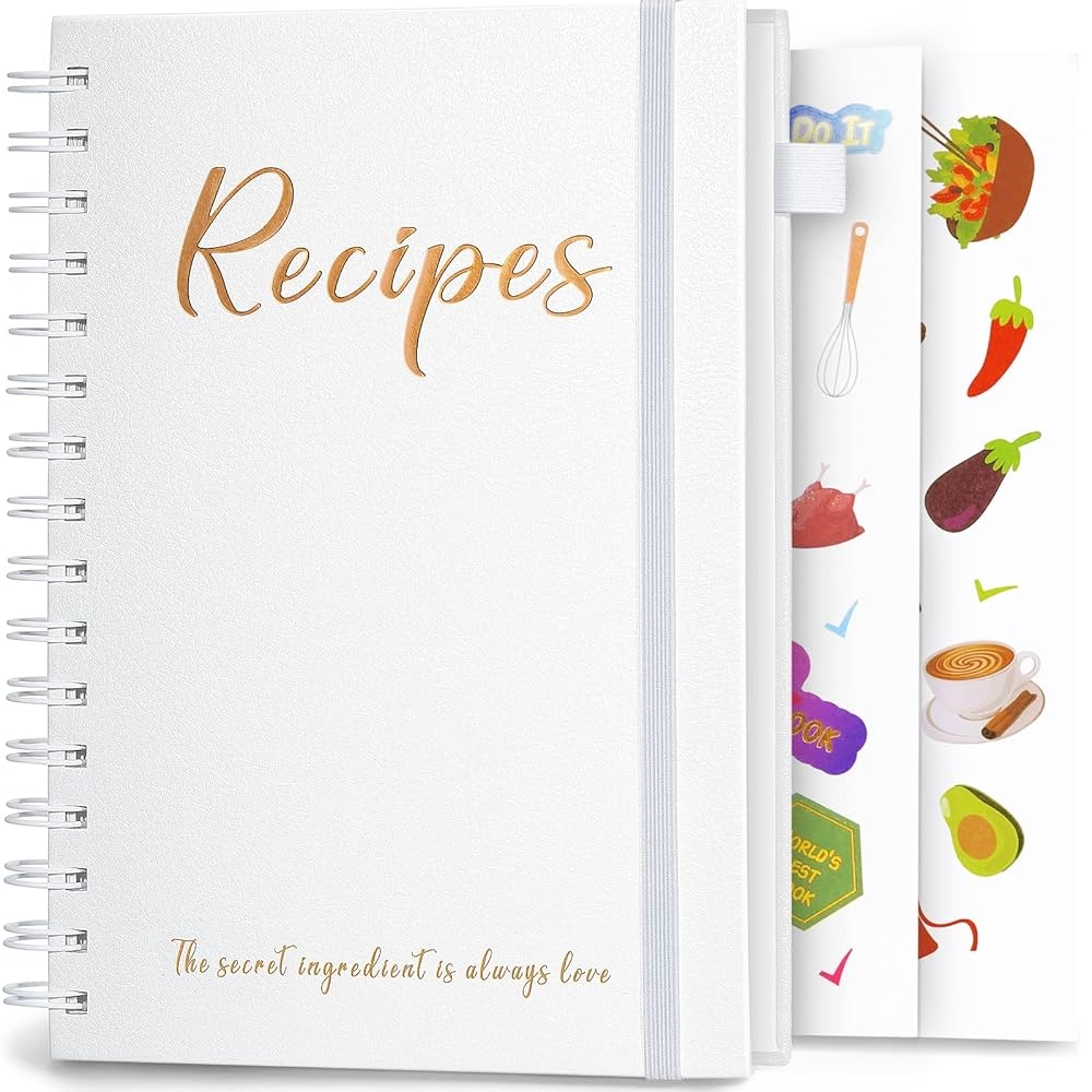 Amazon JUBTIC Recipe Book To Write In Your Own Recipes Sprial Hardcover Personal Blank Recipe Book Make Your Own Family Cookbook With Gold Foil Stickers Recipe Notebook Hold 120 Recipes Pearl 