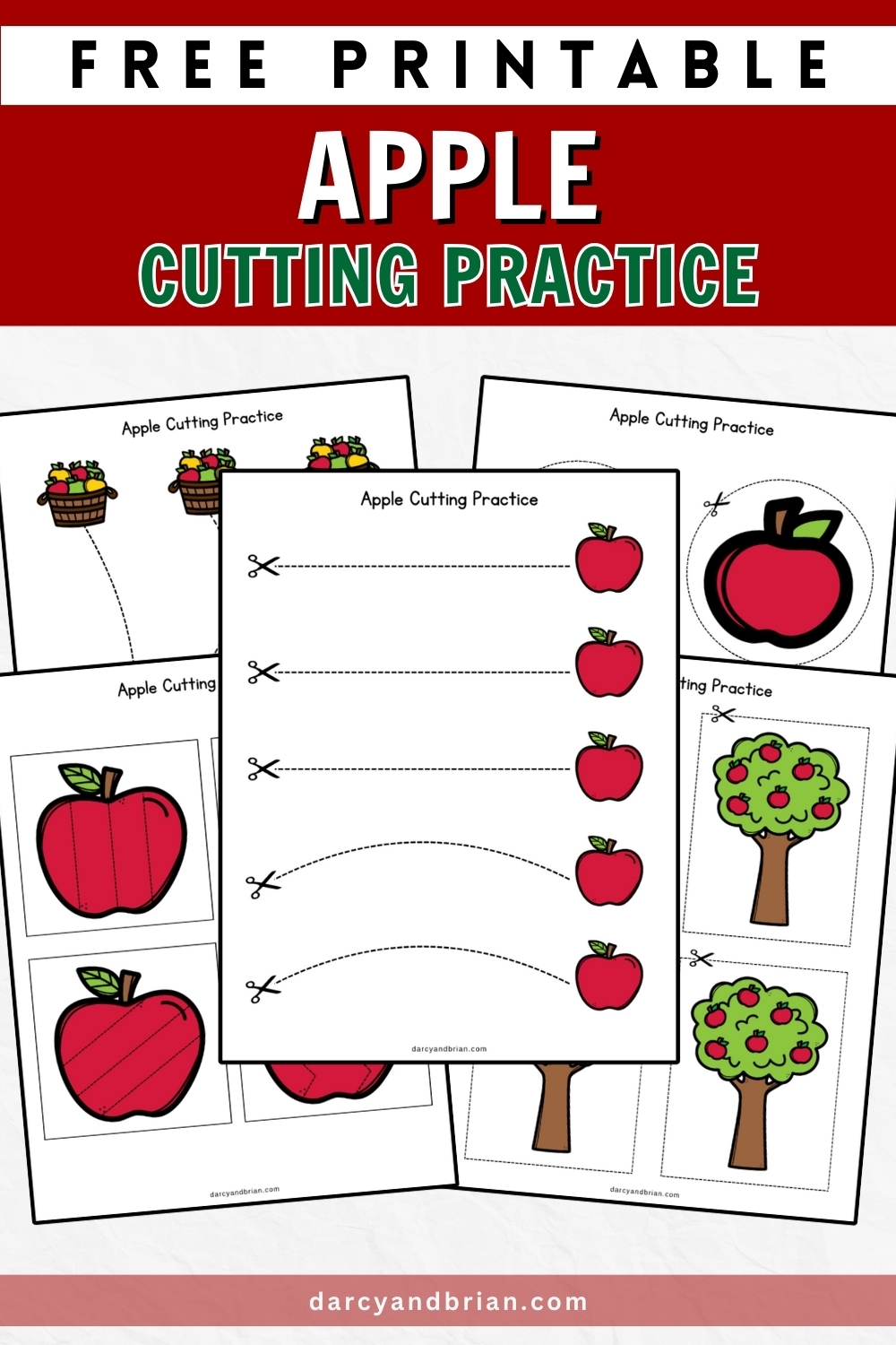 Apple Cutting Worksheet Printable Fine Motor Activity