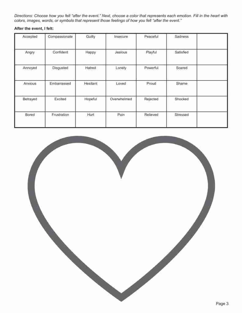 Art Therapy Color Your Feelings Before And After Event Worksheet Editable Fillable Printable PDF TherapyPatron