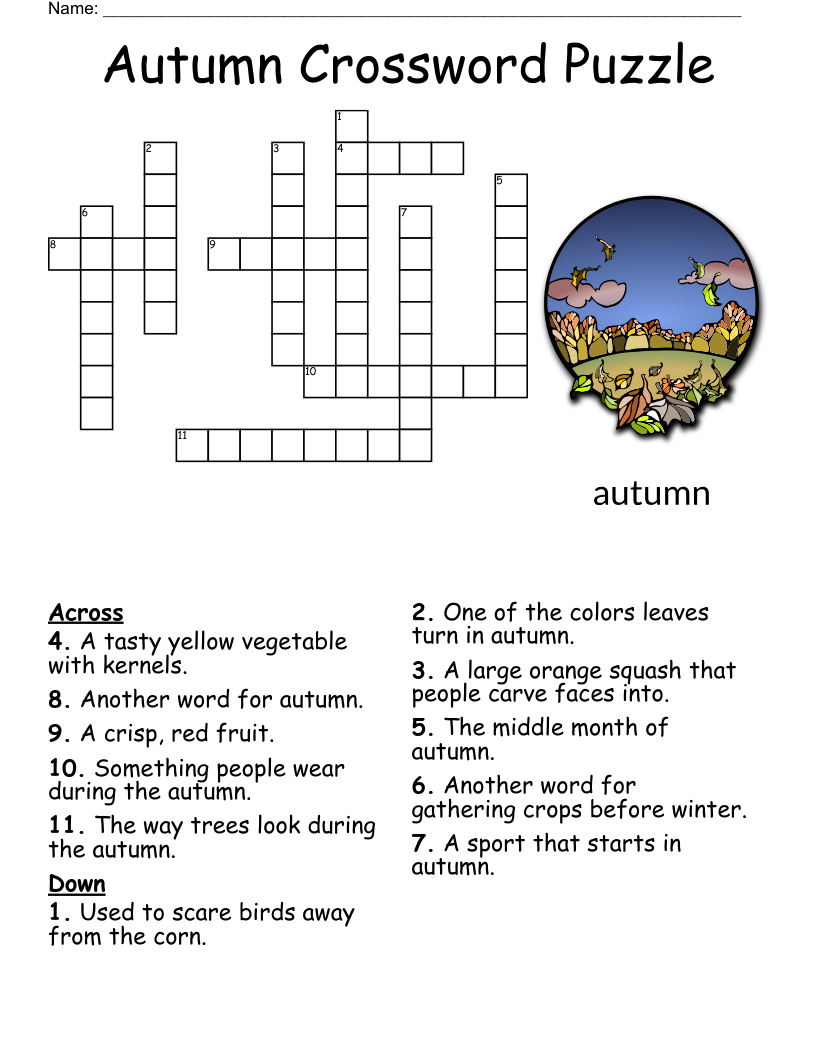 fall crossword puzzles printable fall crossword puzzles printable