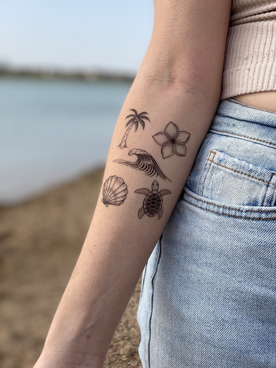 Beach Life Temporary Tattoos Tropical Ocean Mini Collection Etsy