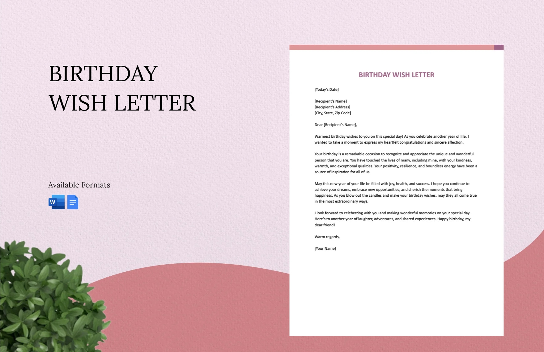 Birthday Wish Letter In Word Google Docs Download Template