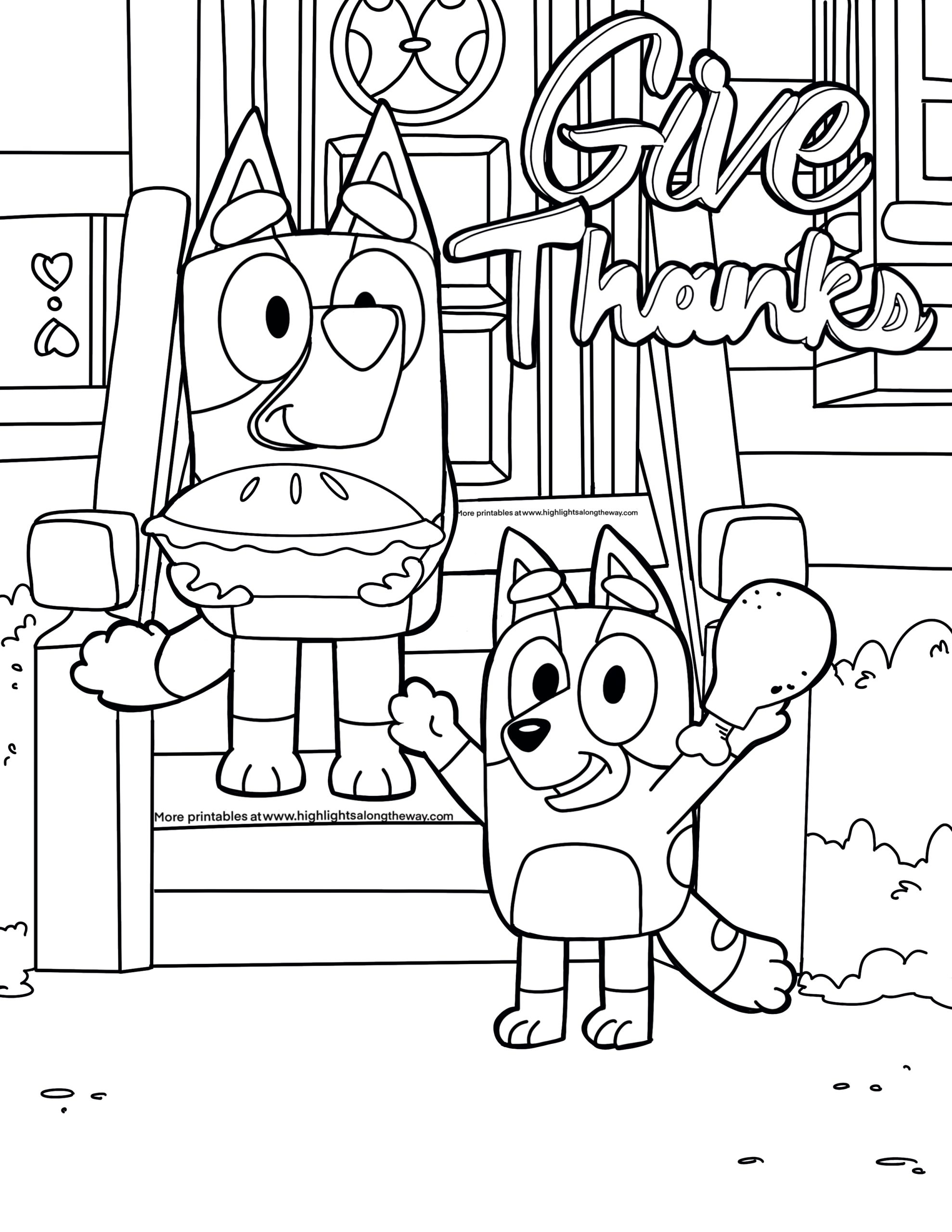 Bluey Thanksgiving Coloring Page And Fall Coloring Page Bluey Thanksgiving Coloring Page And Fall Coloring Page