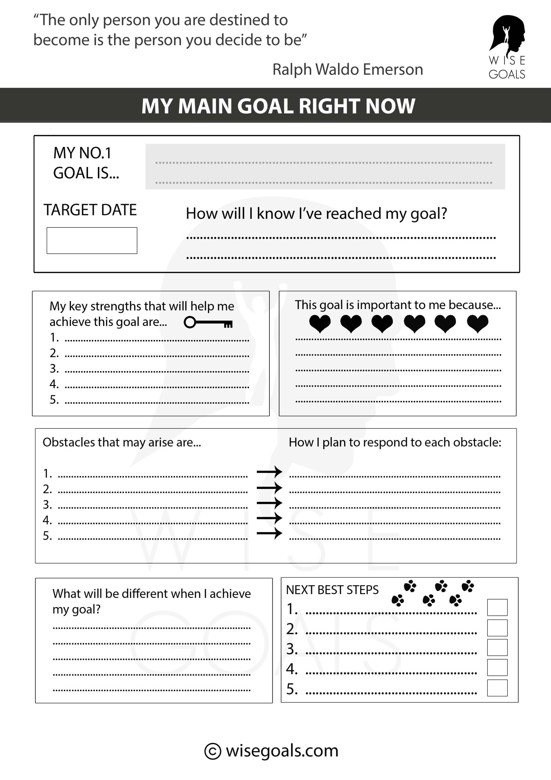 goal worksheet printable