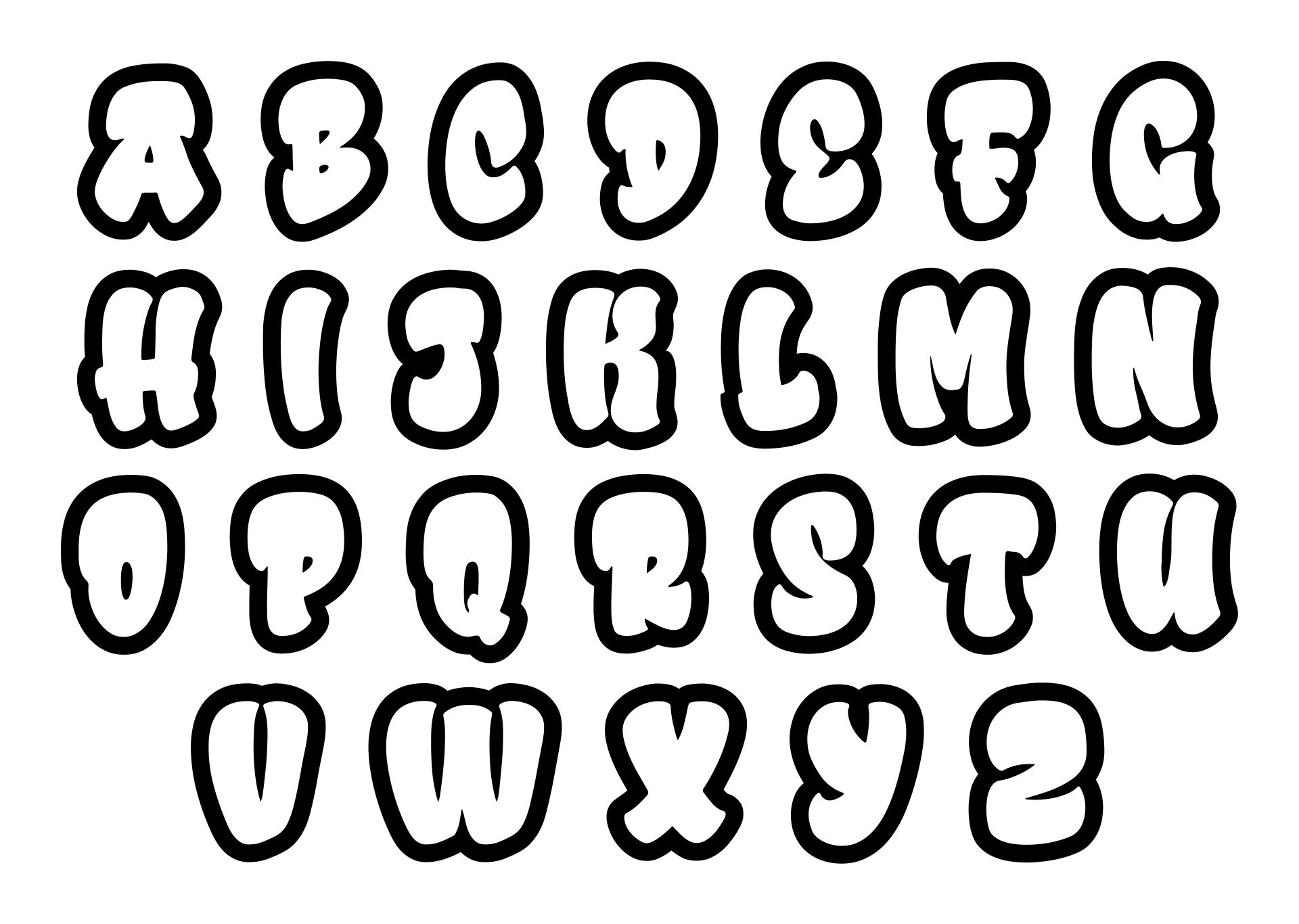 bubble letters of alphabet