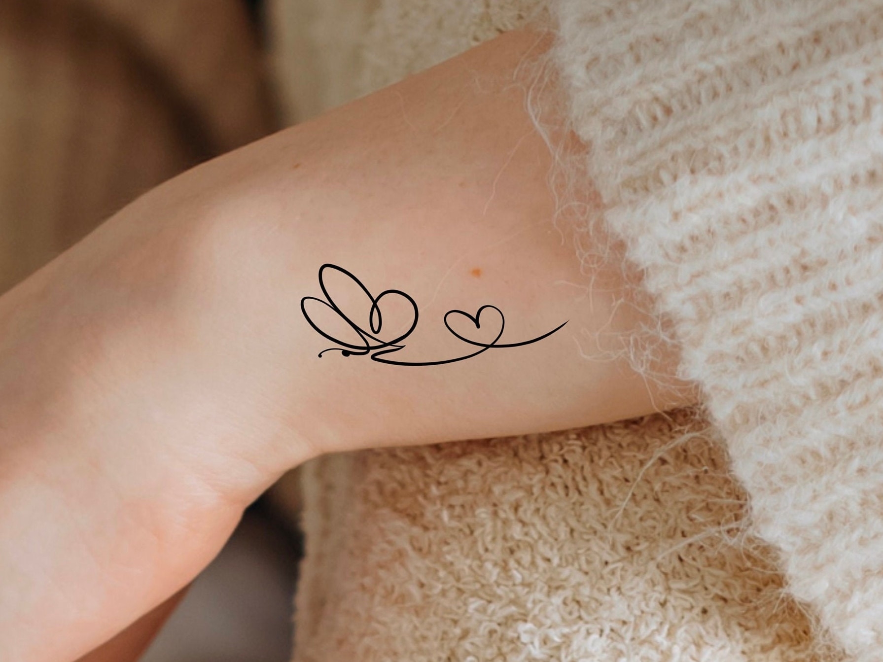 Butterfly Heart Temporary Tattoo Etsy
