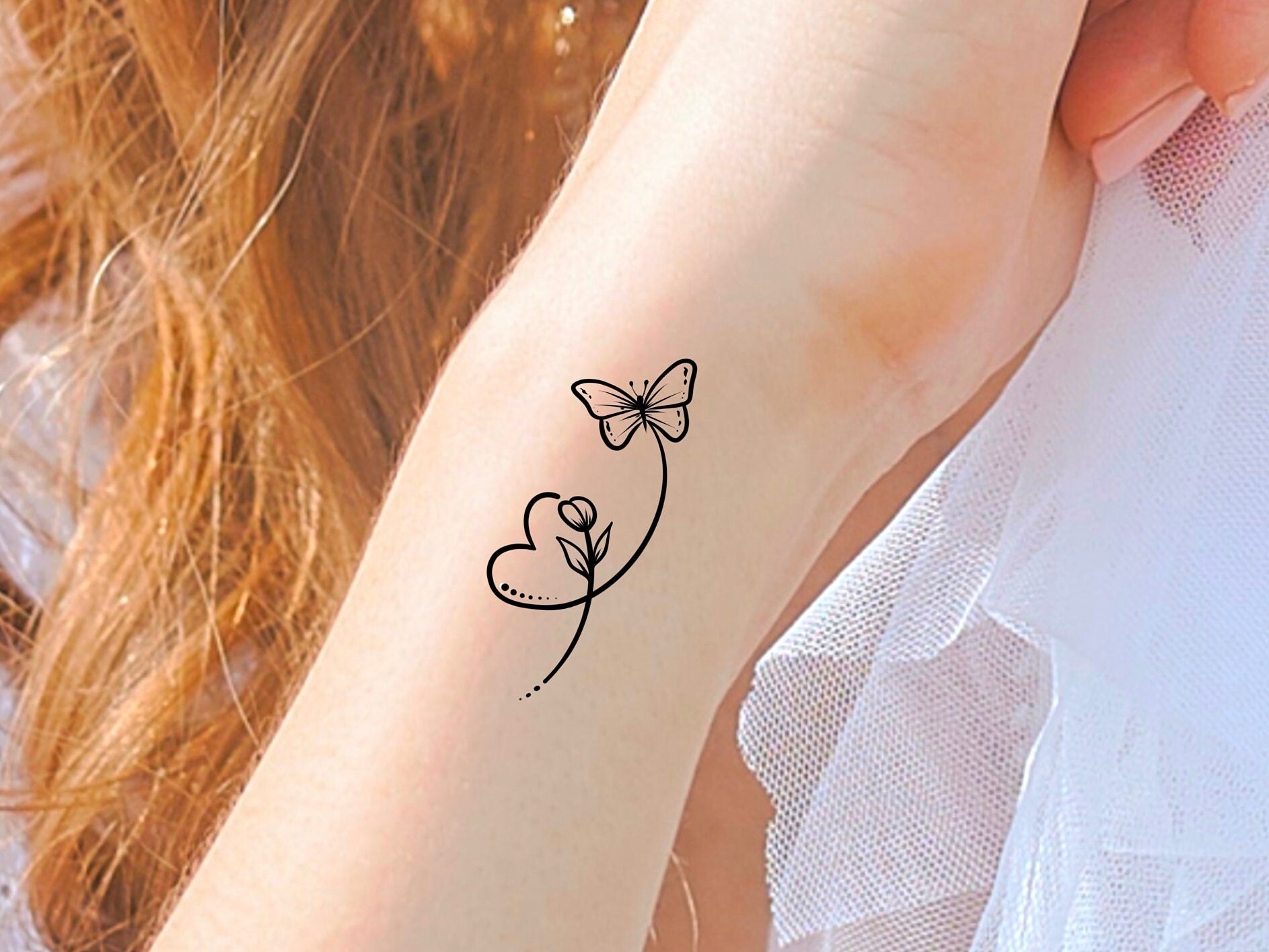 Butterfly Heart Temporary Tattoo Etsy