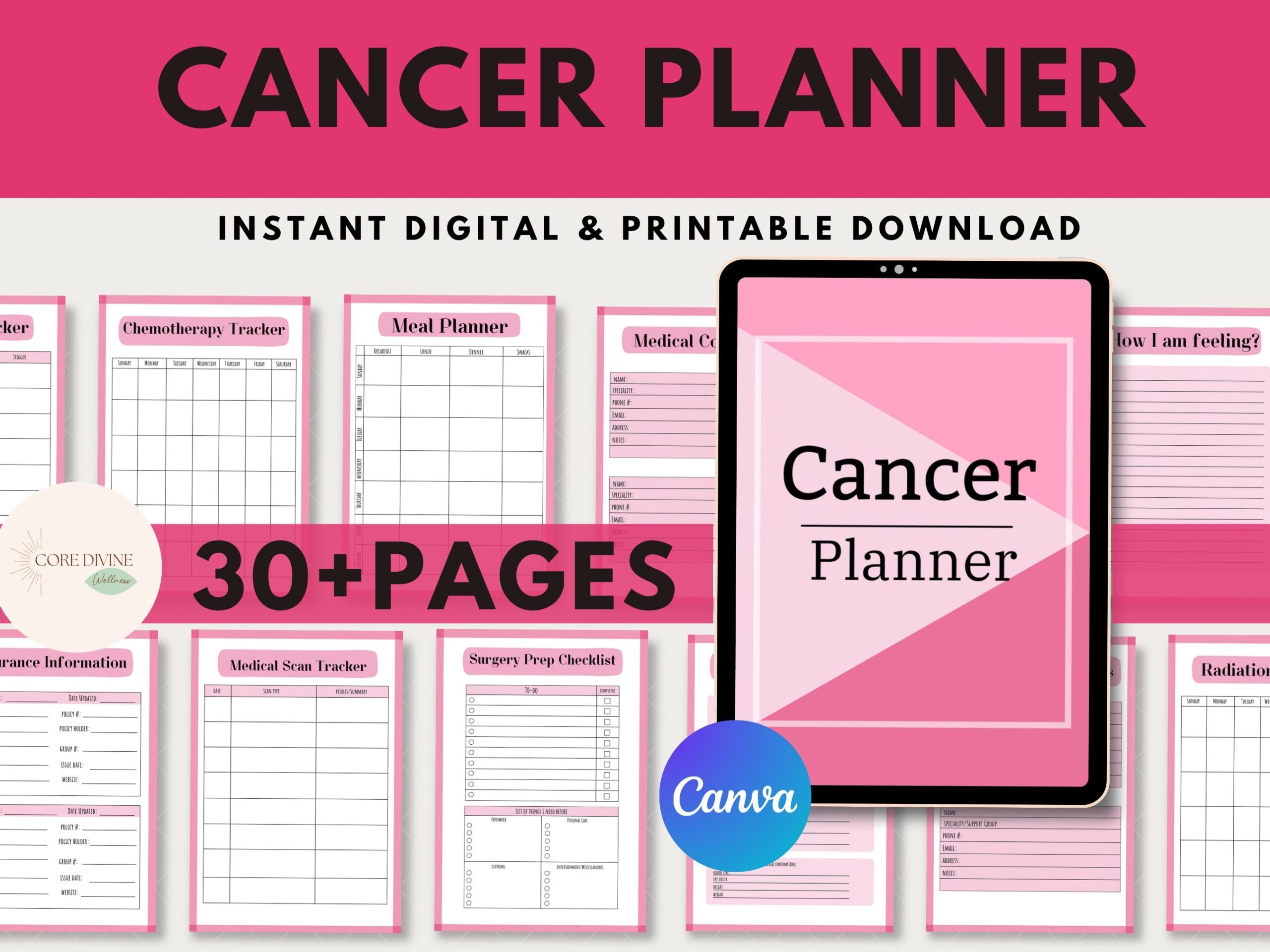 Cancer Planner Printable Cancer Care Journal Cancer Diagnosis Health Tracker Chemo Radiation Medical Log Cancer Treatment Organizer Etsy