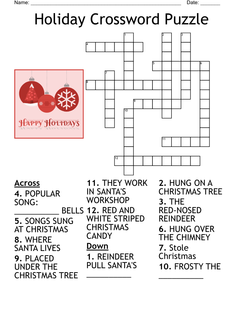 Christmas Crossword Puzzle WordMint Christmas Crossword Puzzle WordMint
