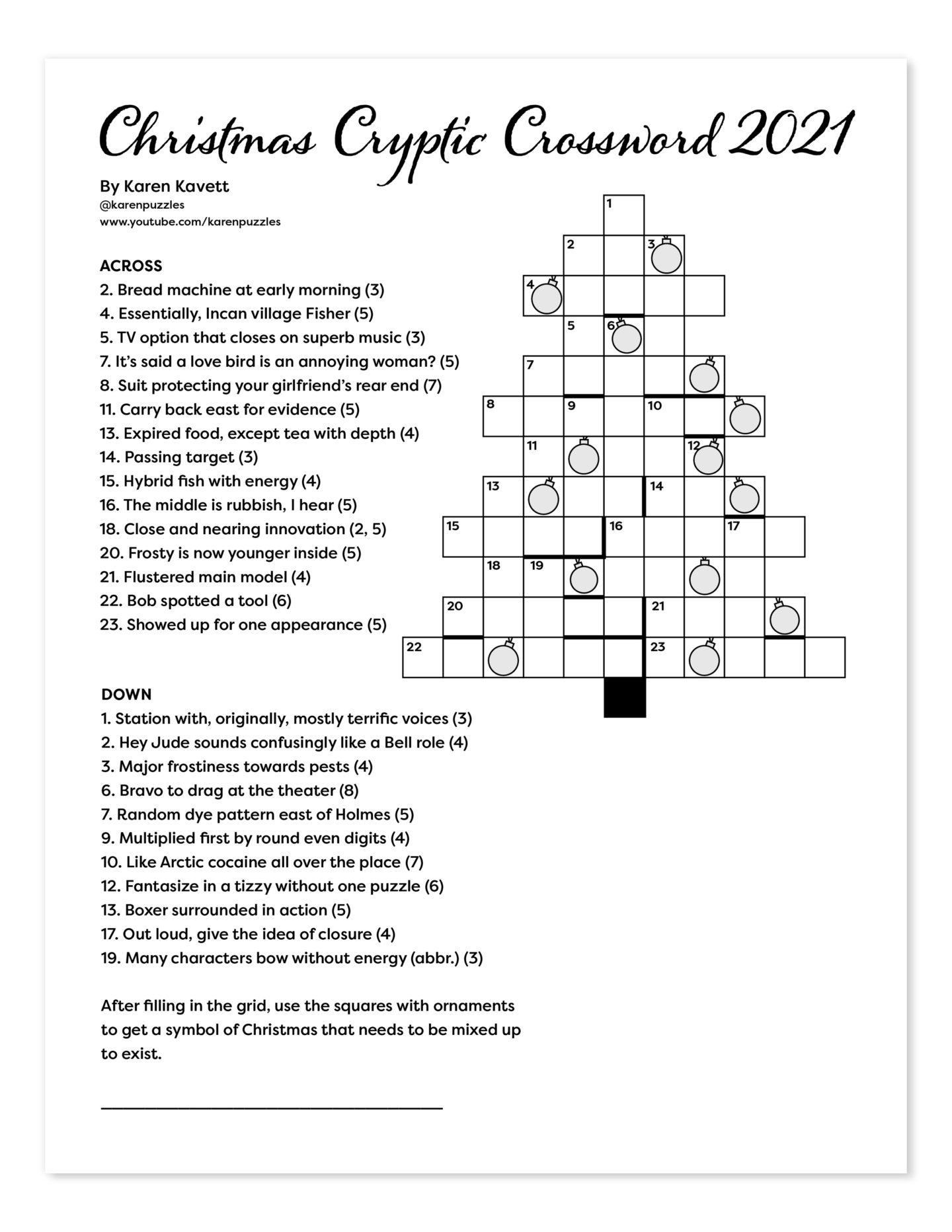 Christmas Cryptic Crossword 2021 Karen Kavett Christmas Cryptic Crossword 2021 Karen Kavett