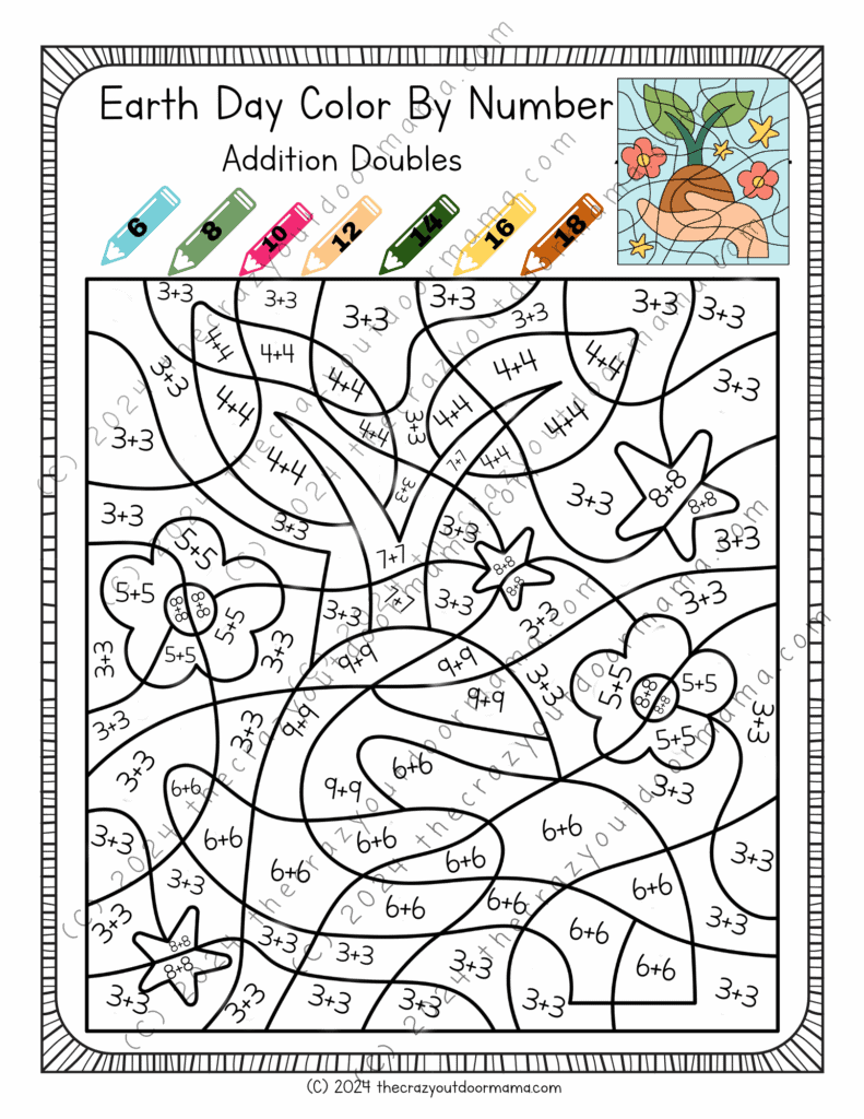 Color By Number Earth Day Printables Sight Words Digraphs Multiplication And Adding 